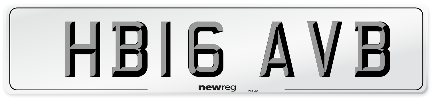 HB16 AVB Number Plate from New Reg